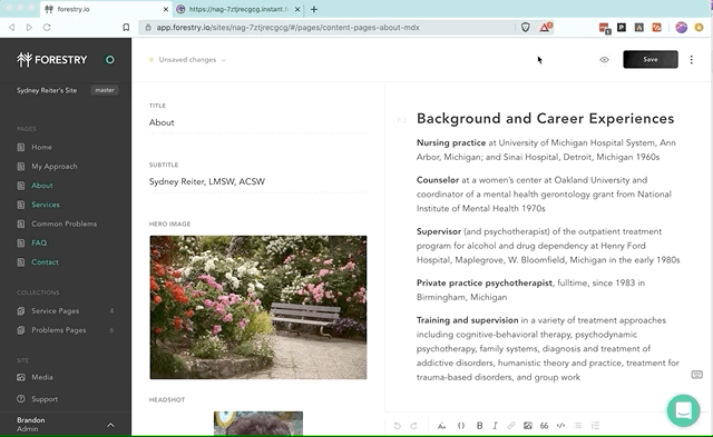 using preview with Forestry CMS and Gatsby